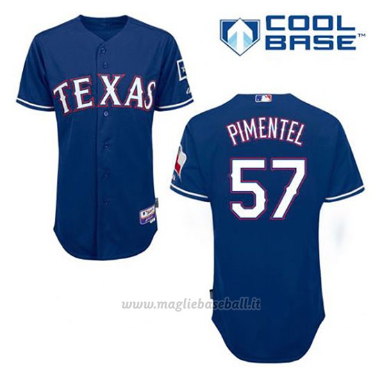 Maglia Baseball Uomo Texas Rangers Stolmy Pimentel 57 Blu Alterner Cool Base